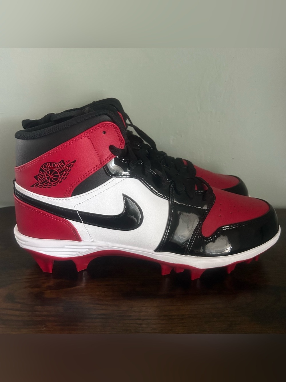 Jordan 1 Mid TD Football Cleats Red Mens Size 10 FJ6805-601